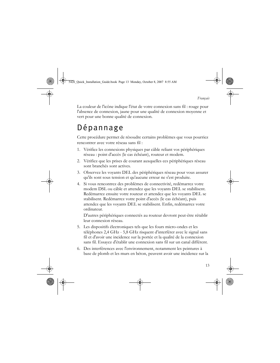 Dépannage, D é p a n n a g e | USRobotics 5426 User Manual | Page 15 / 56