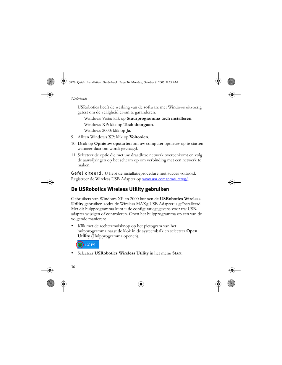 De usrobotics wireless utility gebruiken | USRobotics 5426 User Manual | Page 38 / 56