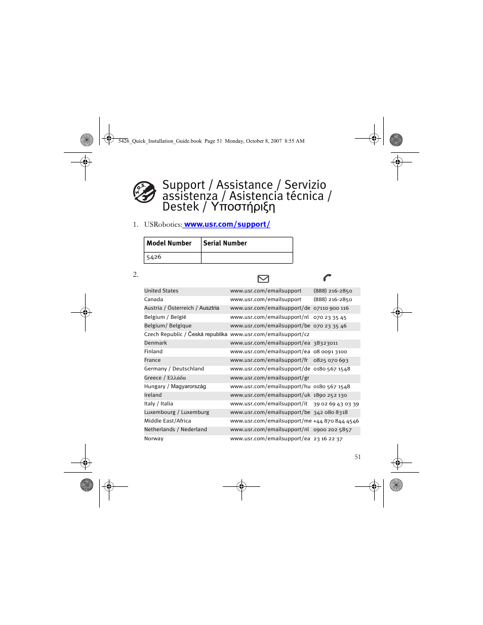 USRobotics 5426 User Manual | Page 53 / 56