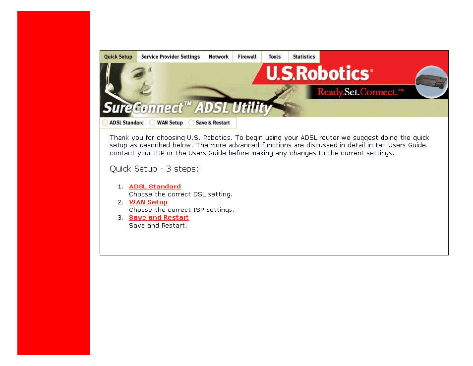 Quick setup | USRobotics U.S. Robotics SureConnect ADSL Ethernet/USB Router User Manual | Page 72 / 256