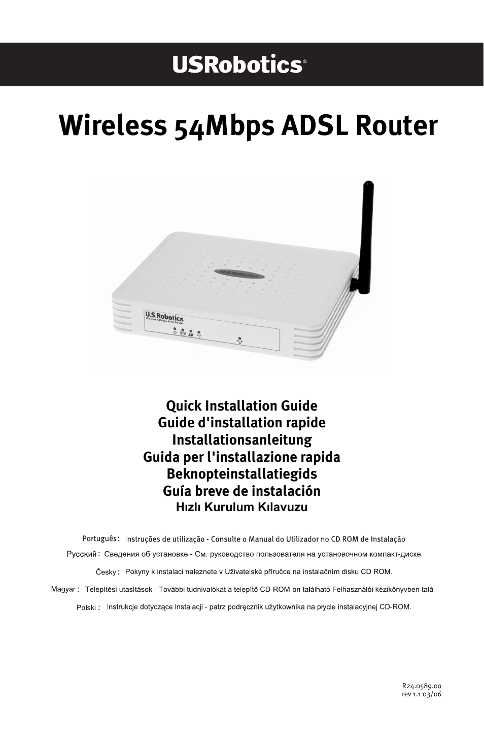 USRobotics Wireless 54Mbps ADSL Router User Manual | 76 pages