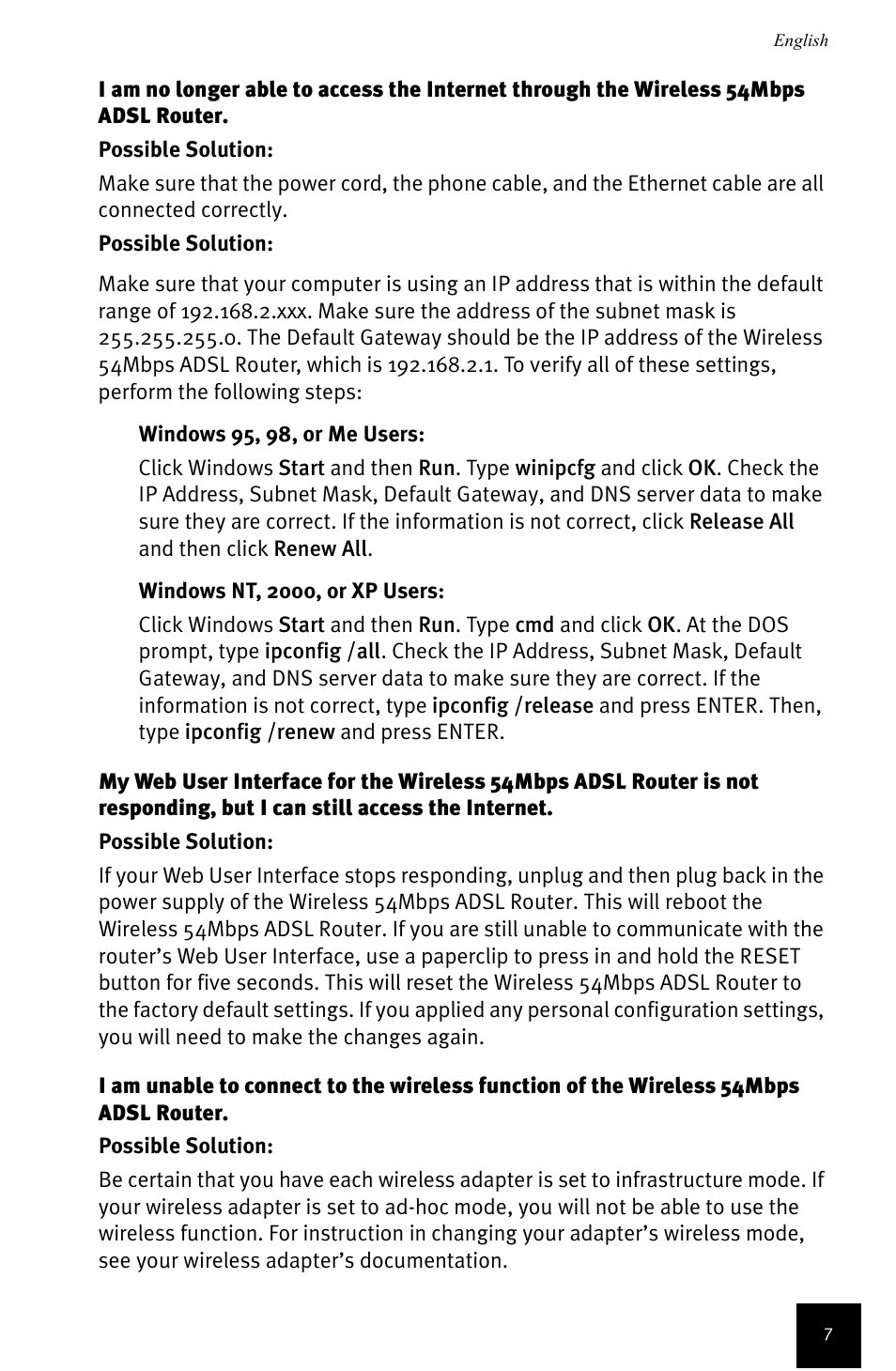 USRobotics Wireless 54Mbps ADSL Router User Manual | Page 11 / 76
