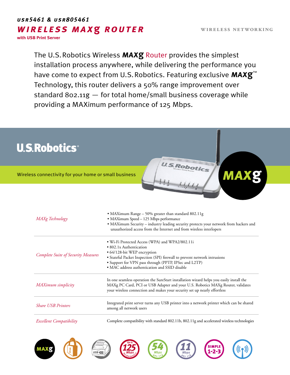 USRobotics usr805461 User Manual | 2 pages