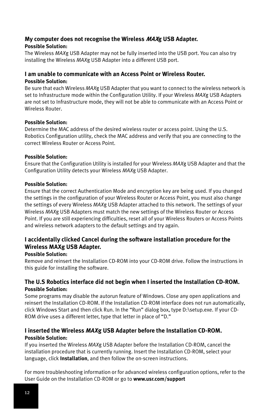 USRobotics MAXg User Manual | Page 16 / 90