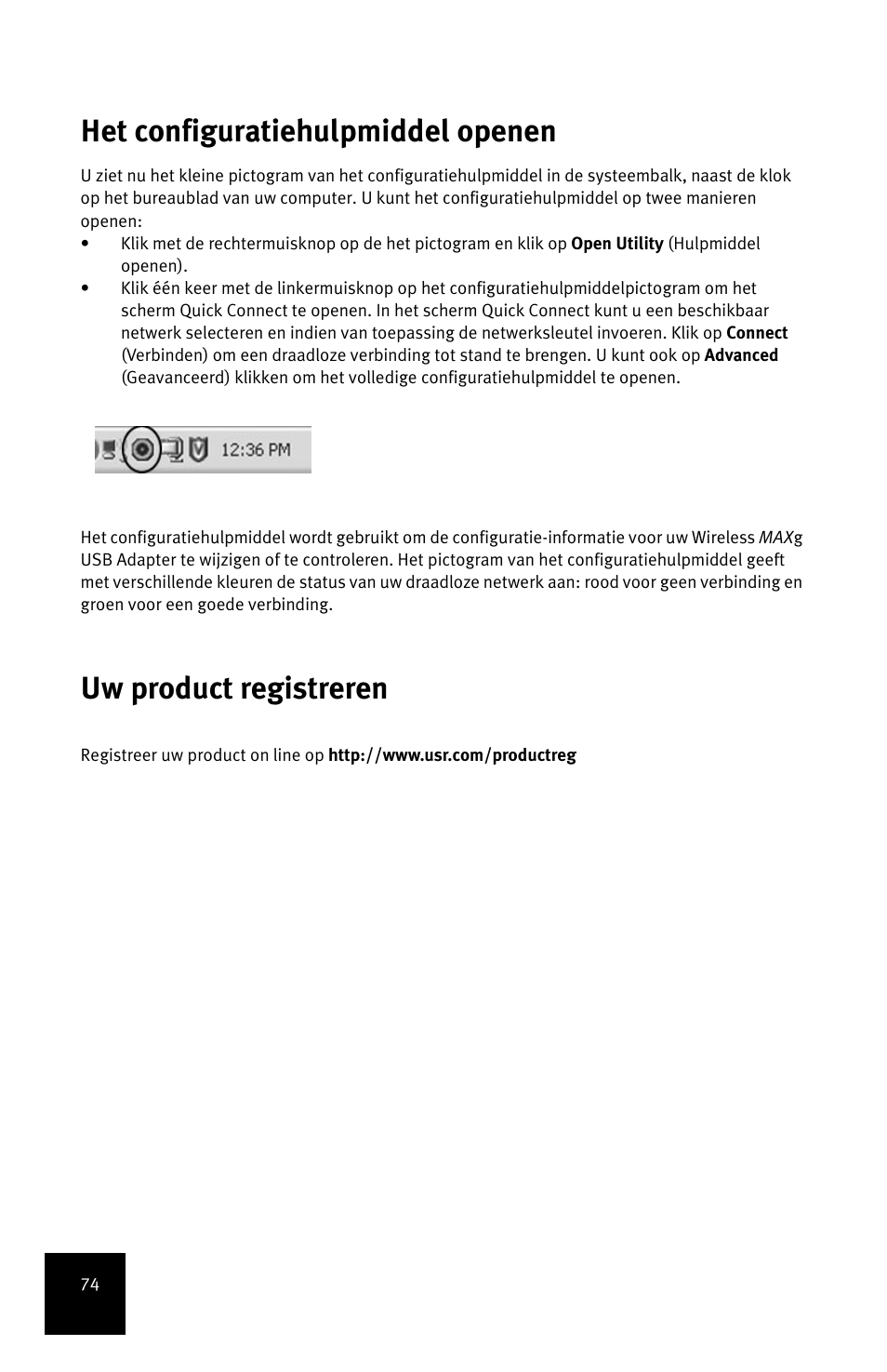 Het configuratiehulpmiddel openen, Uw product registreren | USRobotics MAXg User Manual | Page 78 / 90