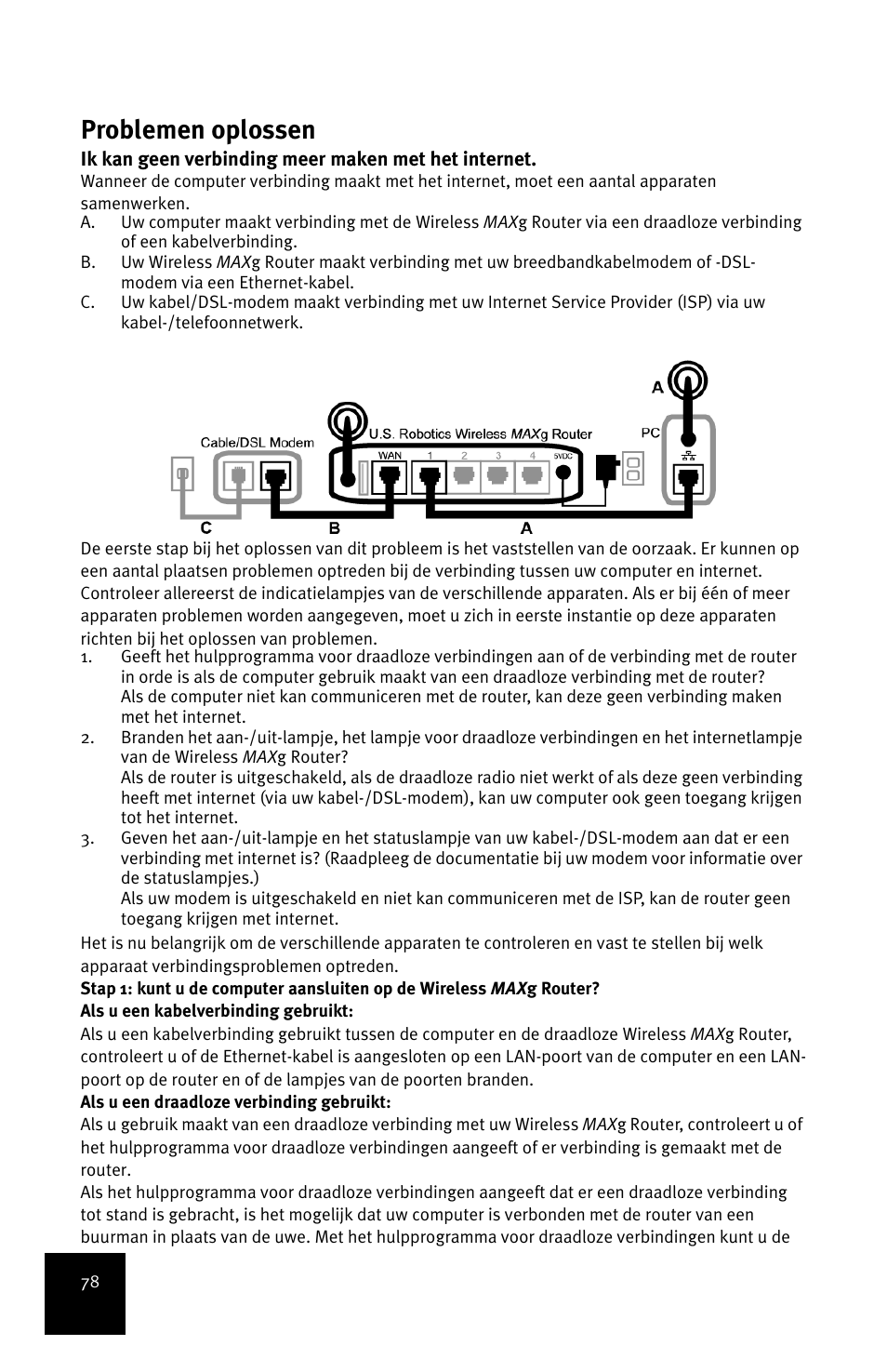 Problemen oplossen | USRobotics MAXg User Manual | Page 82 / 90