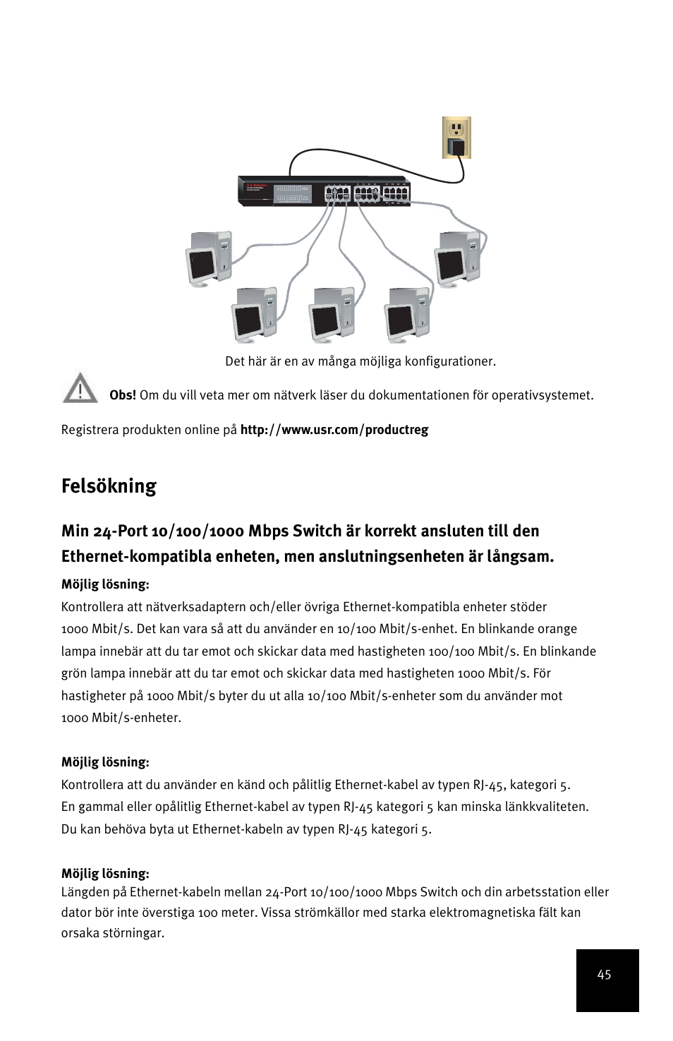 Felsökning | USRobotics 7931 User Manual | Page 49 / 85