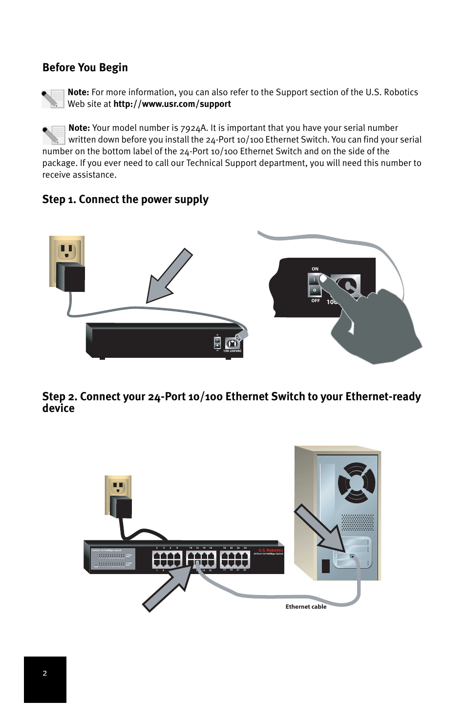 Before you begin, 240vac | USRobotics 24-Port 10/100 User Manual | Page 6 / 78