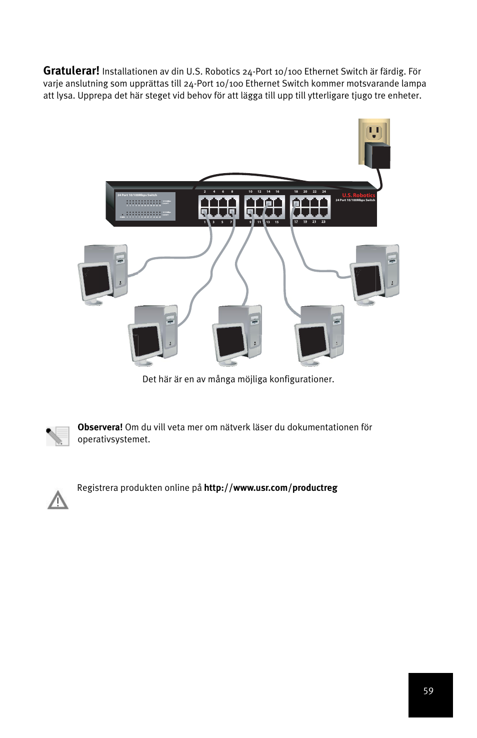 Gratulerar | USRobotics 24-Port 10/100 User Manual | Page 63 / 78