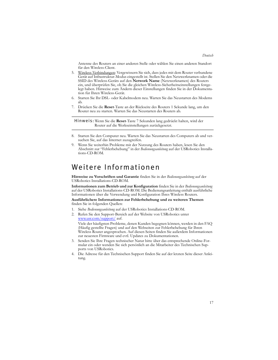 Weitere informationen, W e i t e r e i n f o r m a t i o n e n | USRobotics US ROBOTICS WIRELESS ROUTER 5466 User Manual | Page 21 / 56