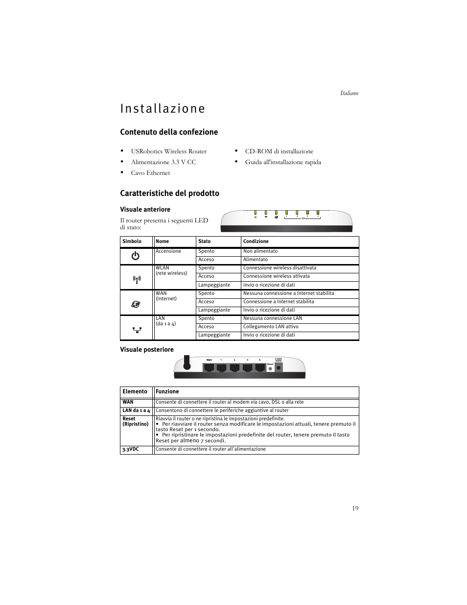 Italiano, Installazione, I t a l i a n o | I n s t a l l a z i o n e | USRobotics US ROBOTICS WIRELESS ROUTER 5466 User Manual | Page 23 / 56