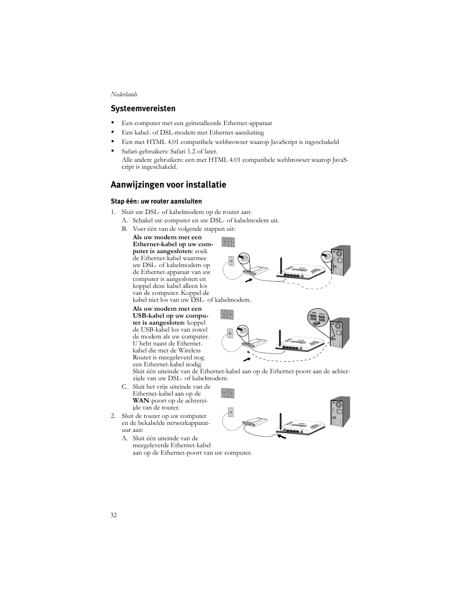 Aanwijzingen voor installatie | USRobotics US ROBOTICS WIRELESS ROUTER 5466 User Manual | Page 36 / 56