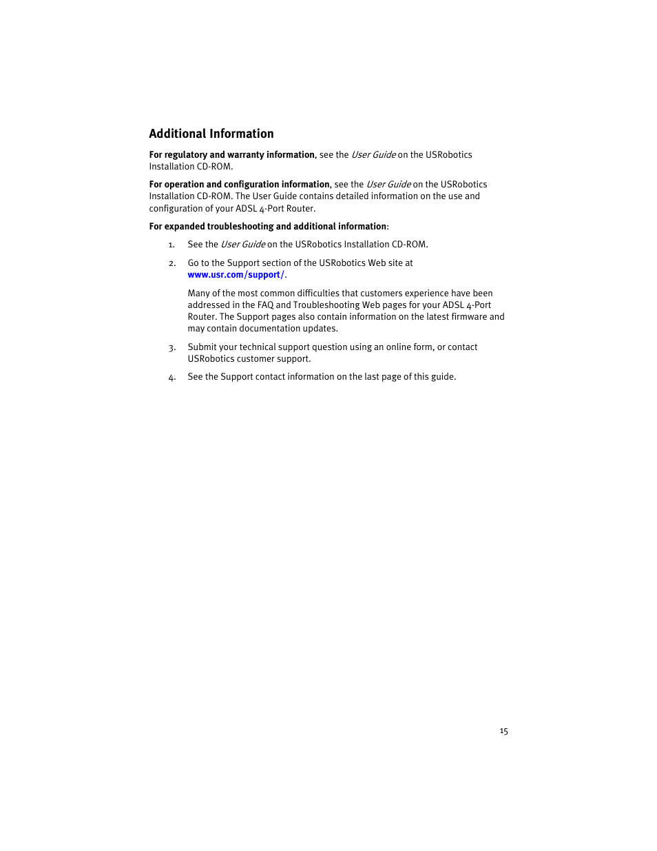 Additional information | USRobotics ADSL 4-Port Router User Manual | Page 17 / 120