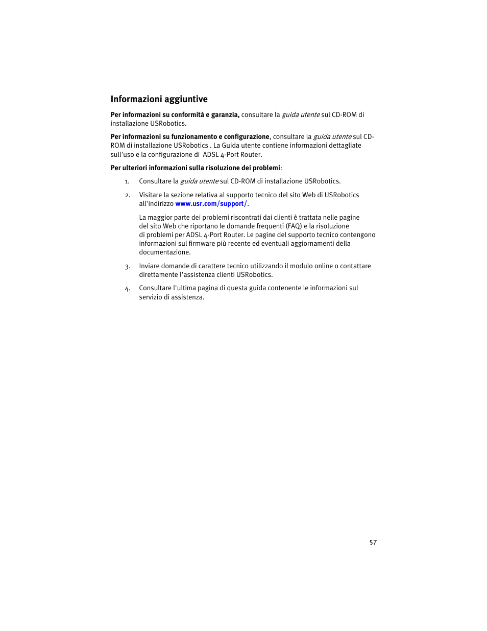 Informazioni aggiuntive | USRobotics ADSL 4-Port Router User Manual | Page 59 / 120