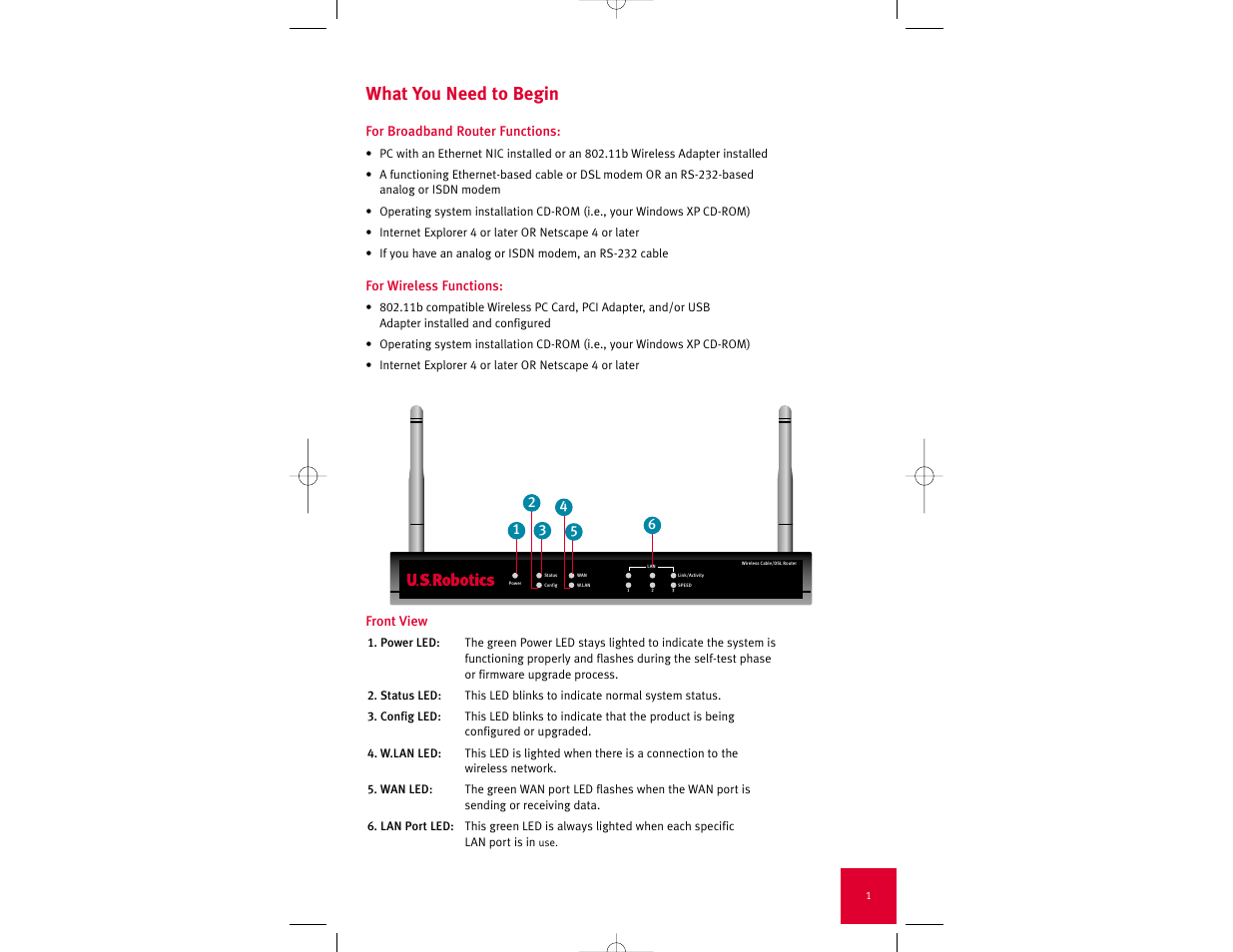 What you need to begin | USRobotics Wireless Cable/DSL Router User Manual | Page 2 / 13