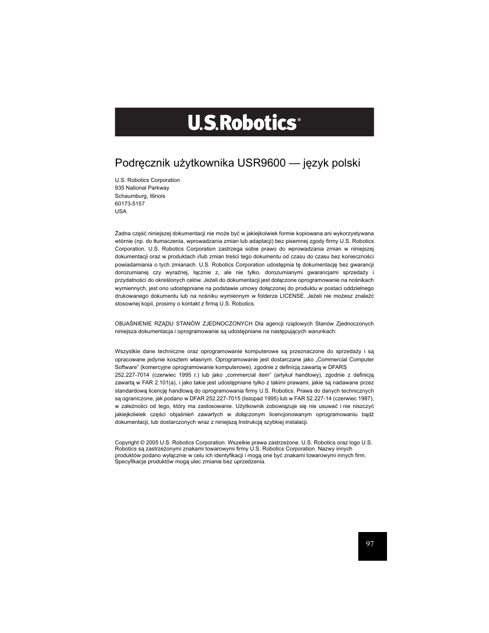 Podręcznik użytkownika usr9600 — język polski, Podręcznik użytkownika usr9 | USRobotics USR9600 User Manual | Page 100 / 139