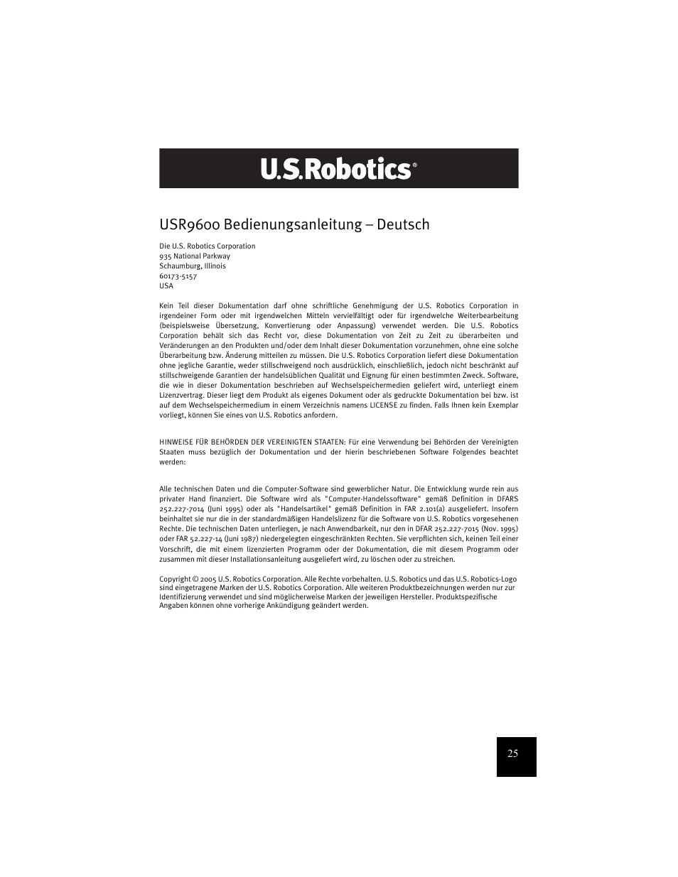 Usr9600 bedienungsanleitung - deutsch, Usr9600 bedienungsanleitung, Usr9600 bedienungsanleitung – deutsch | USRobotics USR9600 User Manual | Page 28 / 139