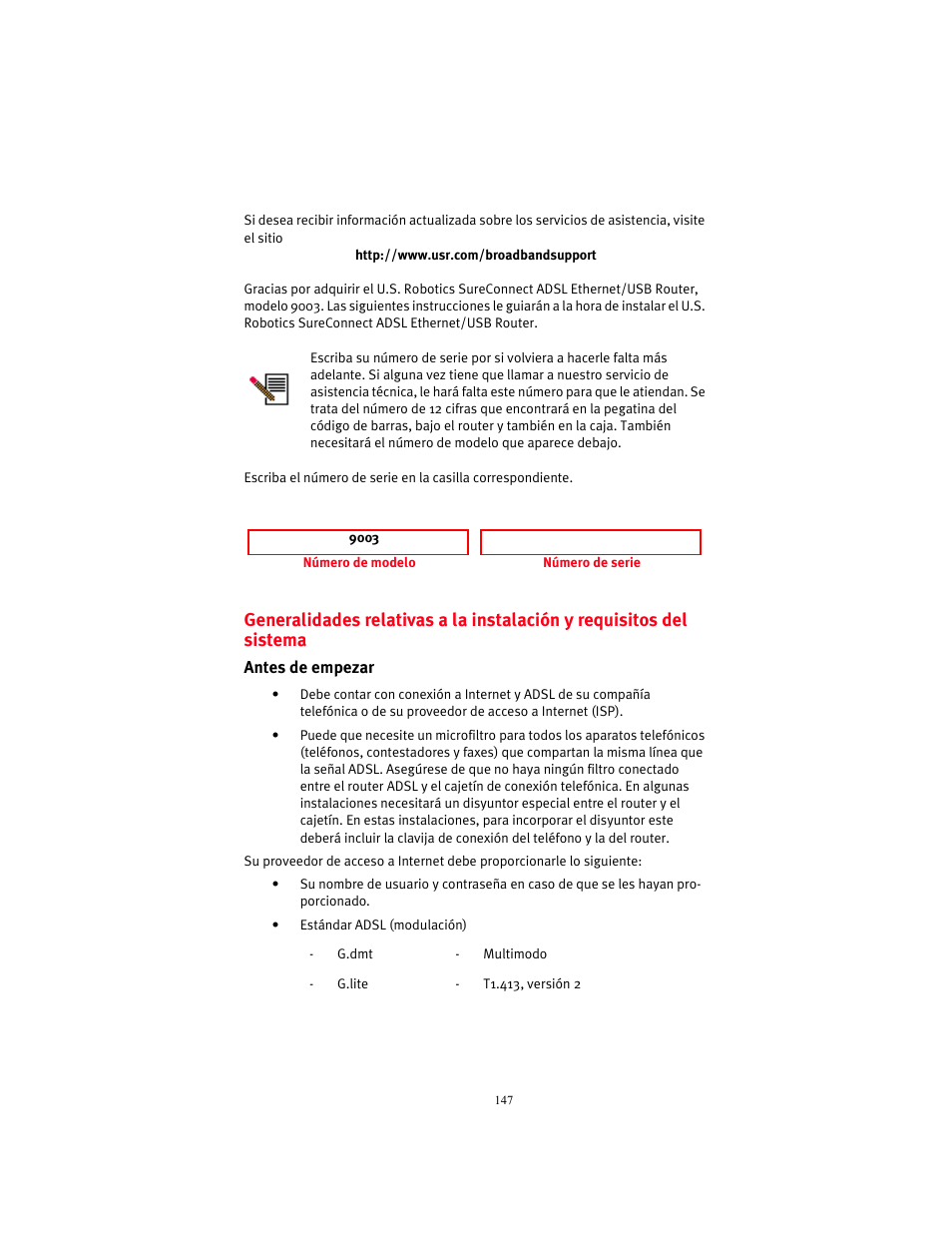 Español | USRobotics 9003 User Manual | Page 151 / 182