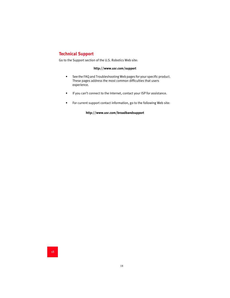 Technical support | USRobotics 9003 User Manual | Page 22 / 182