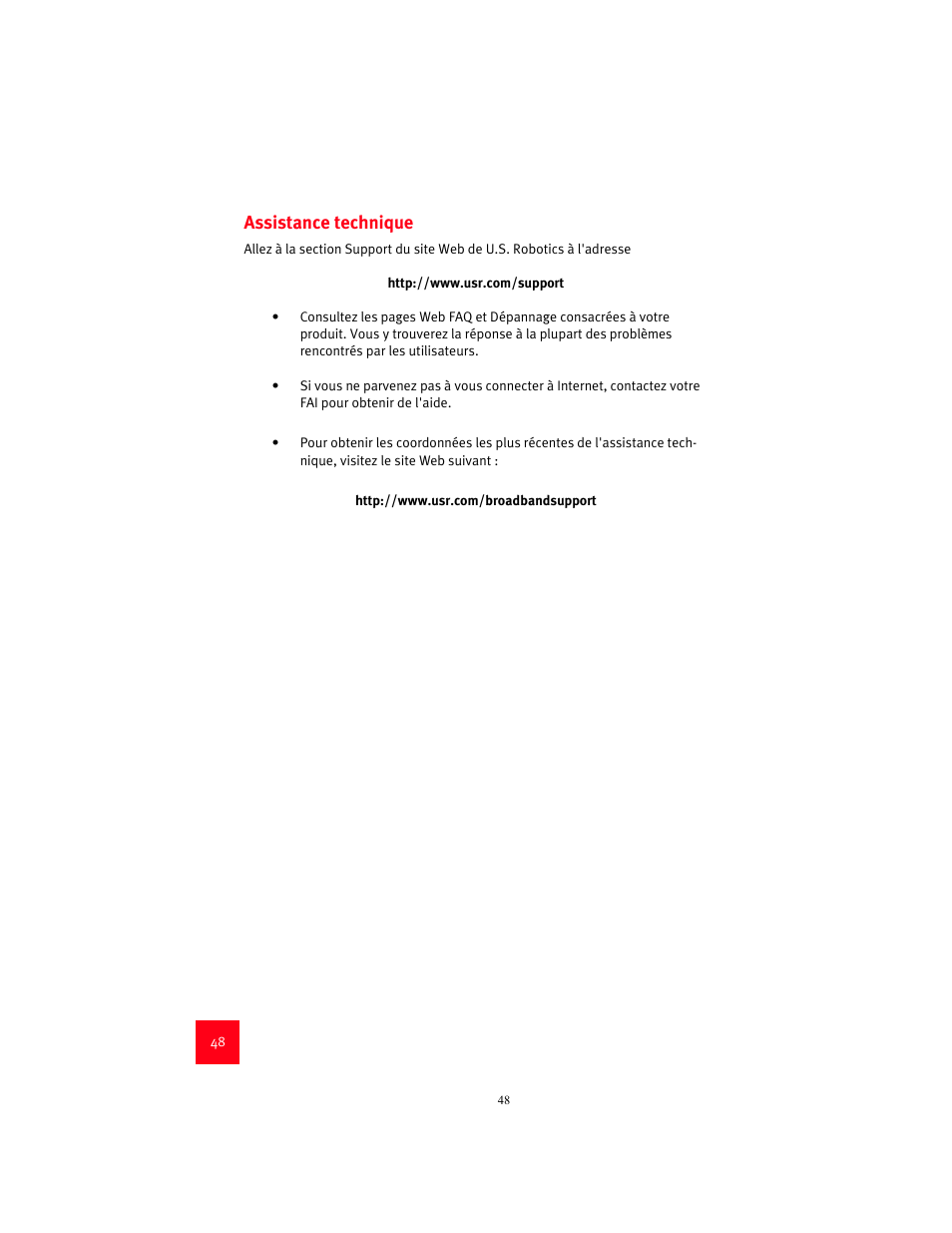 Assistance technique | USRobotics 9003 User Manual | Page 52 / 182