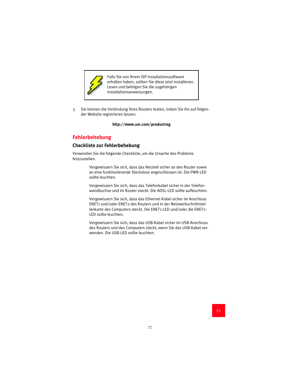 Fehlerbehebung | USRobotics 9003 User Manual | Page 76 / 182