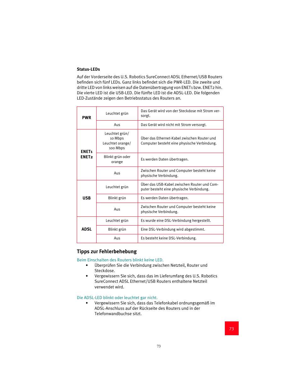 Tipps zur fehlerbehebung | USRobotics 9003 User Manual | Page 77 / 182