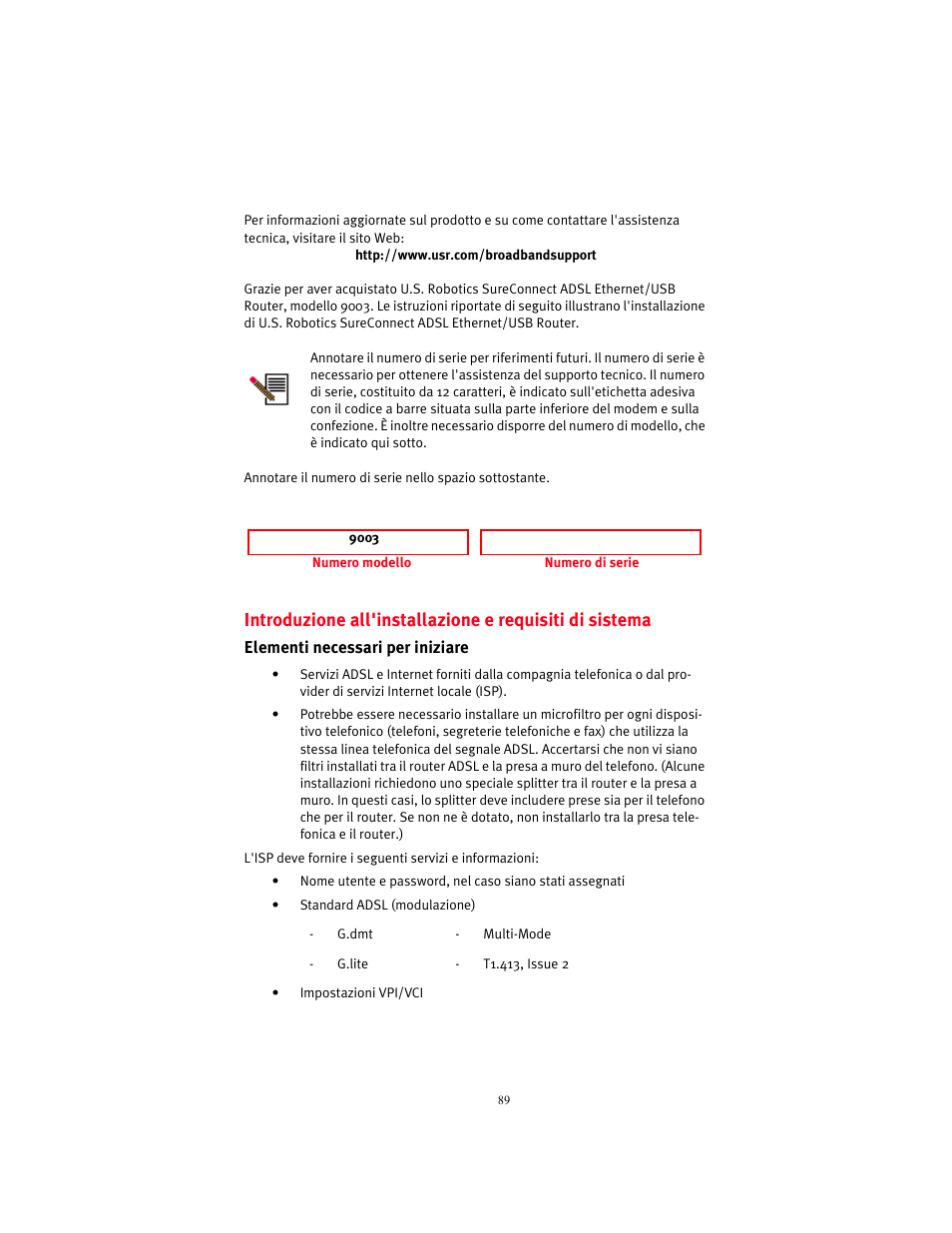 Italiano | USRobotics 9003 User Manual | Page 93 / 182