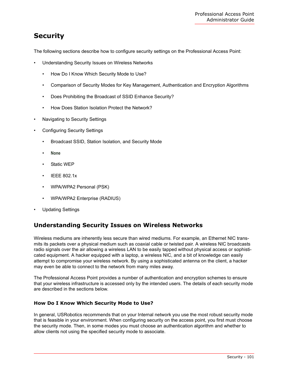 Security, Security) | USRobotics Instant802 APSDK User Manual | Page 101 / 328