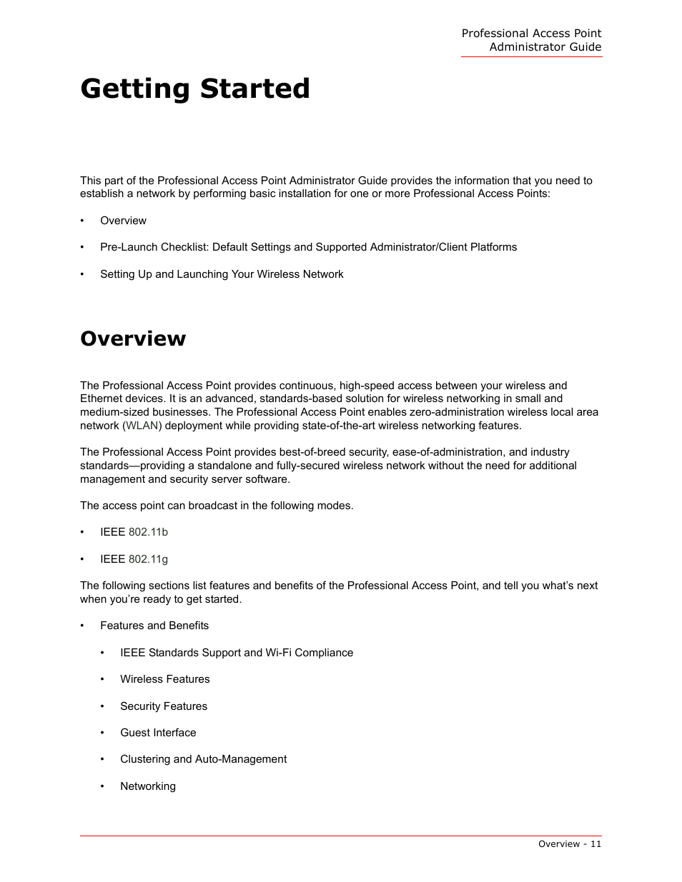 Getting started, Overview | USRobotics Instant802 APSDK User Manual | Page 11 / 328