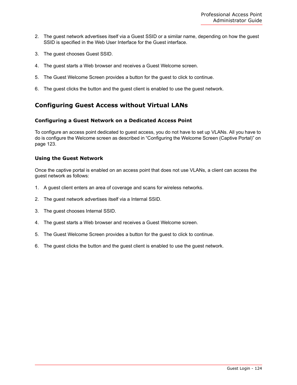 Configuring guest access without virtual lans, Using the guest network | USRobotics Instant802 APSDK User Manual | Page 124 / 328