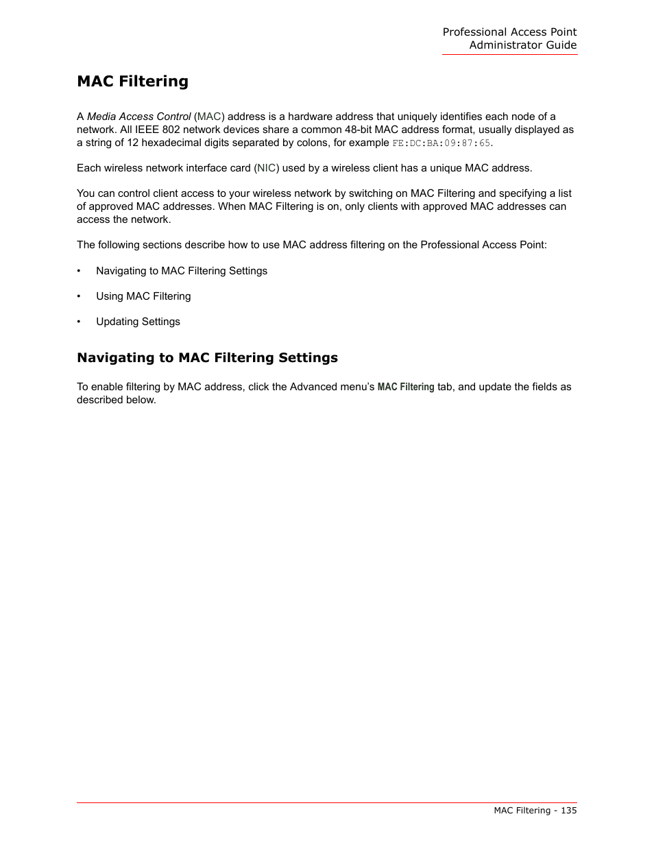 Mac filtering | USRobotics Instant802 APSDK User Manual | Page 135 / 328