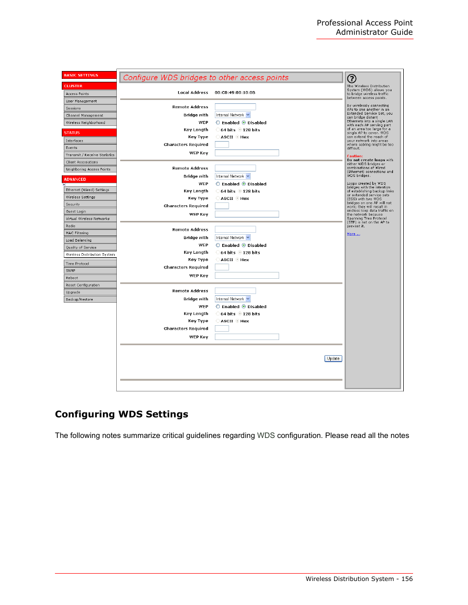 Configuring wds settings | USRobotics Instant802 APSDK User Manual | Page 156 / 328