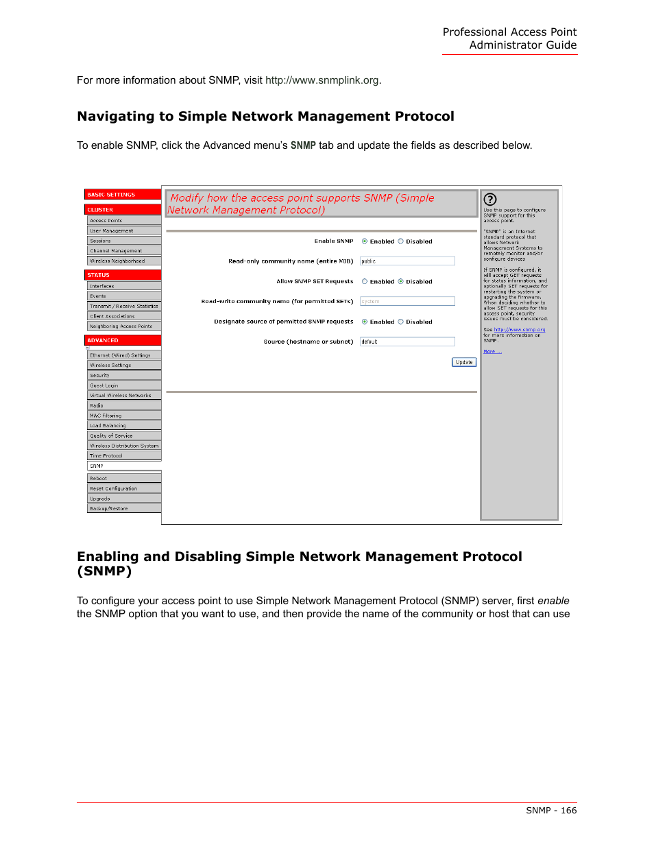 Navigating to simple network management protocol | USRobotics Instant802 APSDK User Manual | Page 166 / 328