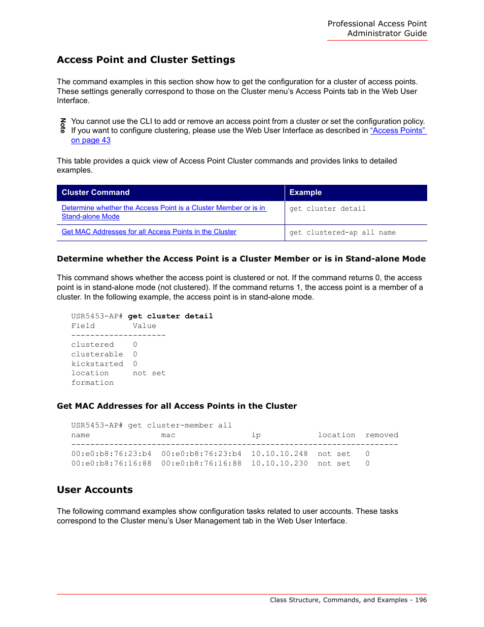 Access point and cluster settings, User accounts | USRobotics Instant802 APSDK User Manual | Page 196 / 328