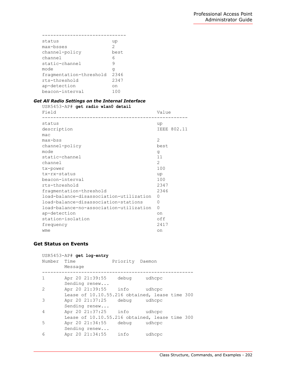 Get status on events | USRobotics Instant802 APSDK User Manual | Page 202 / 328