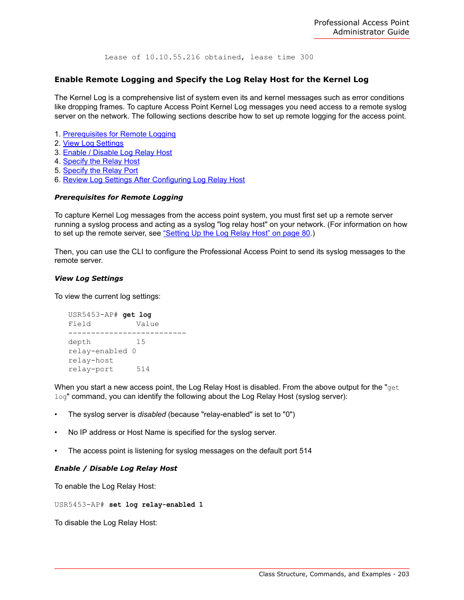 Enable remote log | USRobotics Instant802 APSDK User Manual | Page 203 / 328