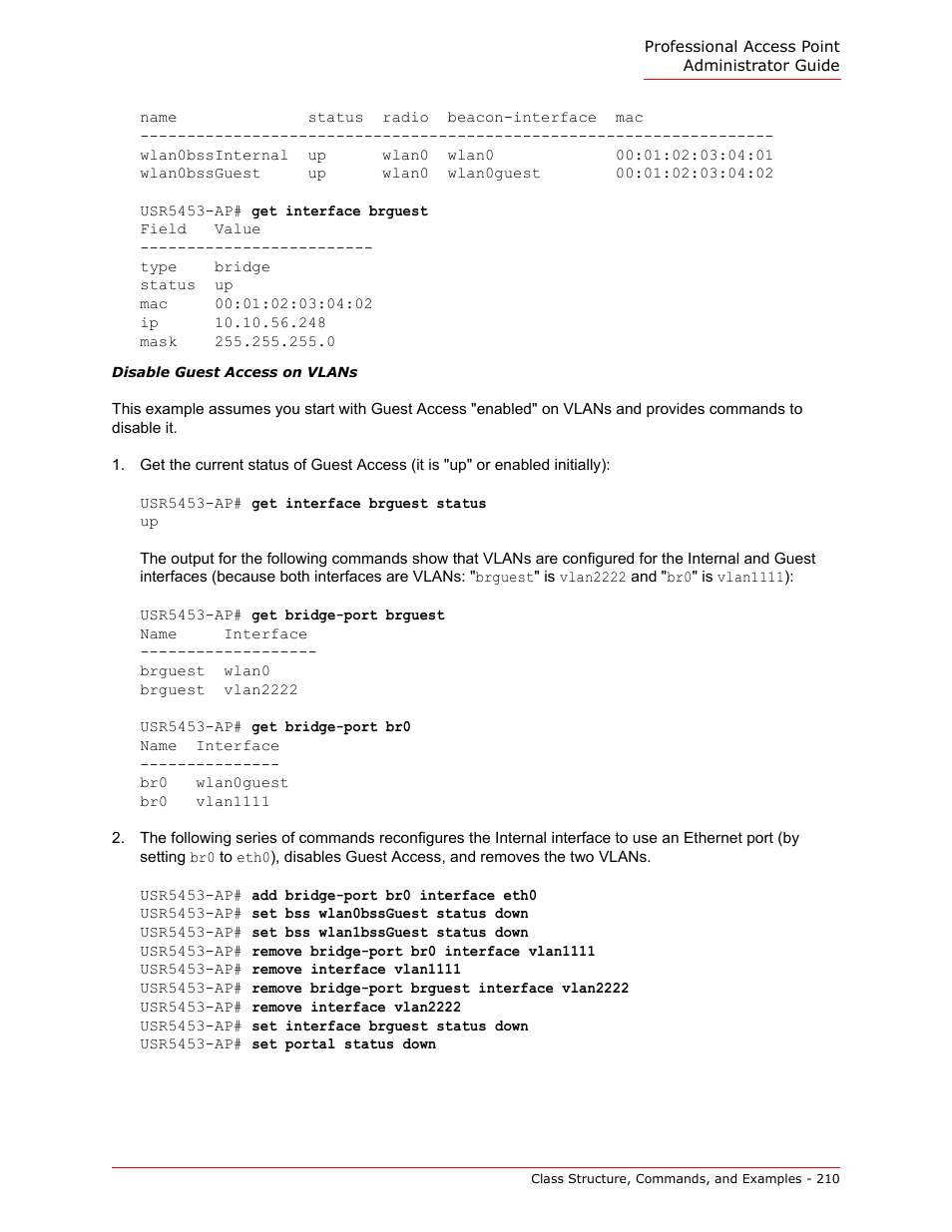 Disable guest access on vlans | USRobotics Instant802 APSDK User Manual | Page 210 / 328