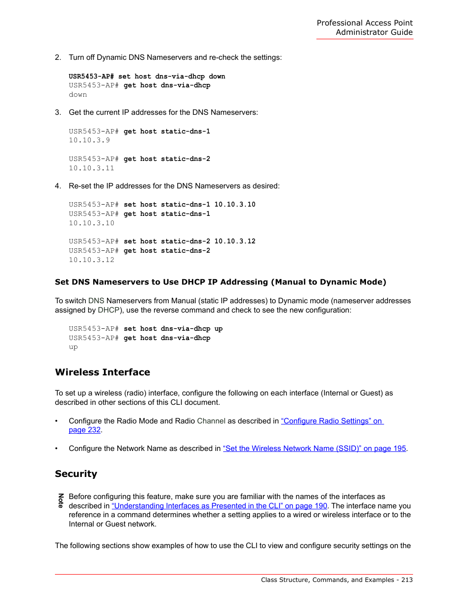 Wireless interface, Security | USRobotics Instant802 APSDK User Manual | Page 213 / 328