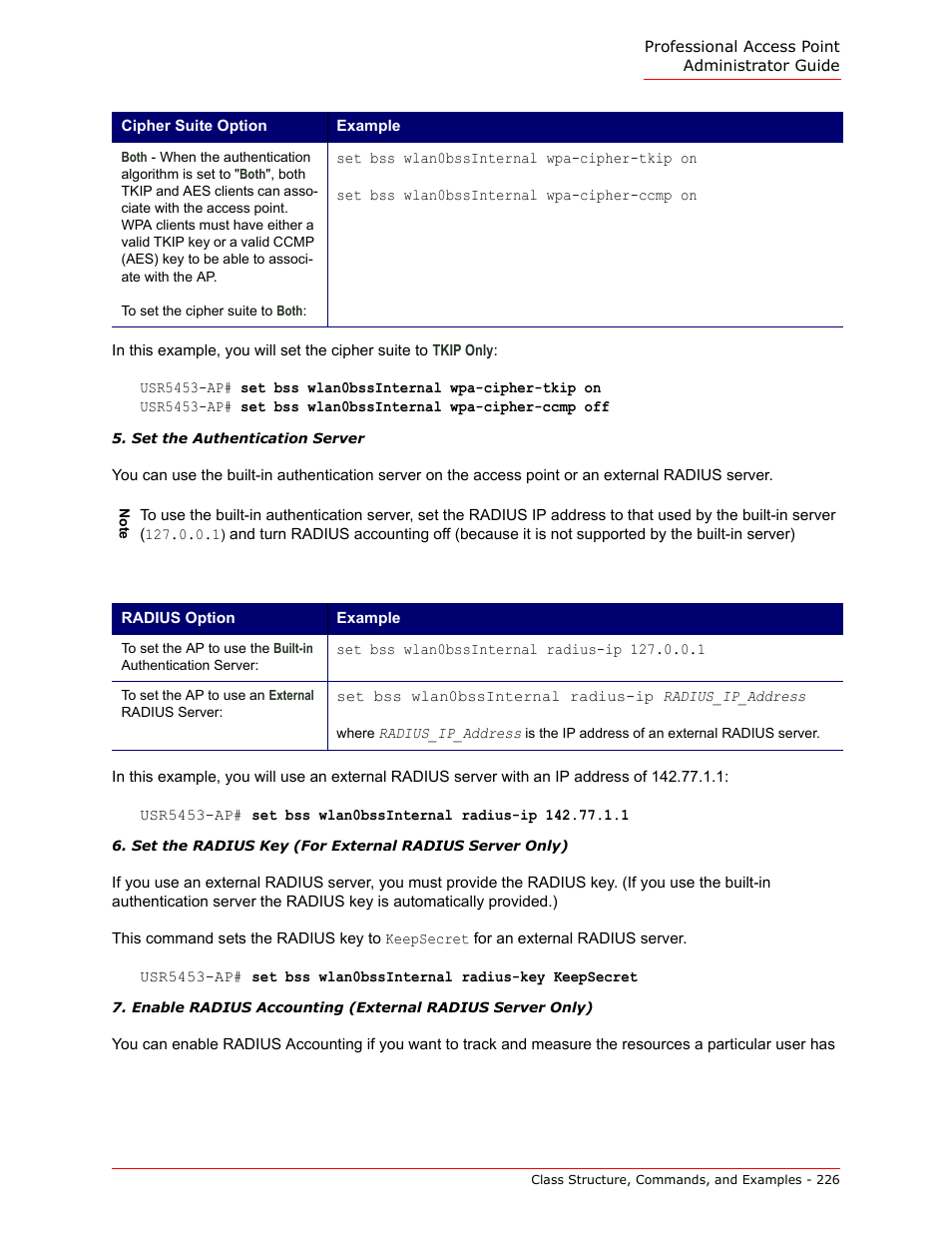 Set the authentication server | USRobotics Instant802 APSDK User Manual | Page 226 / 328