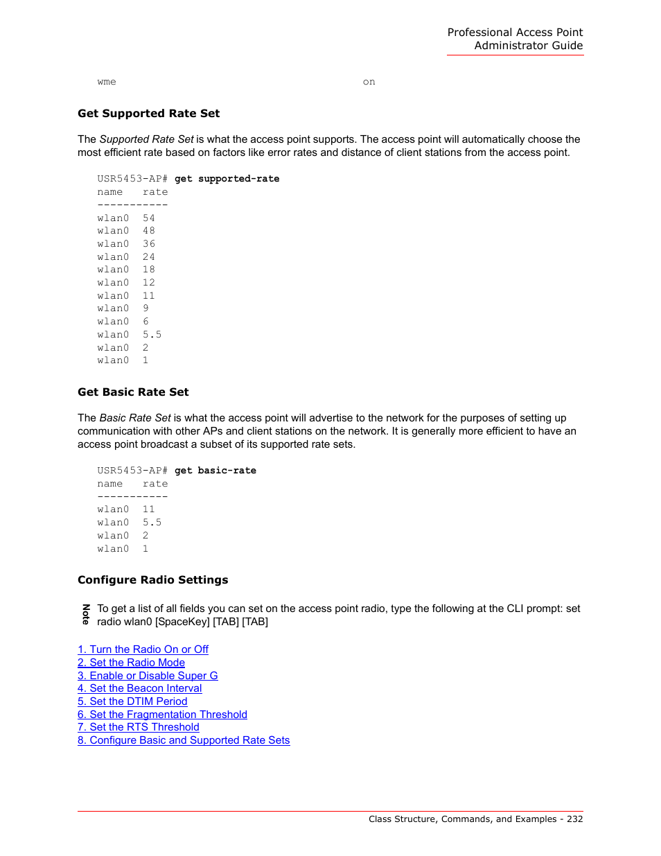 D in, Configure radio settings” on, Get supported rate set | Get basic rate set, Configure radio settings | USRobotics Instant802 APSDK User Manual | Page 232 / 328