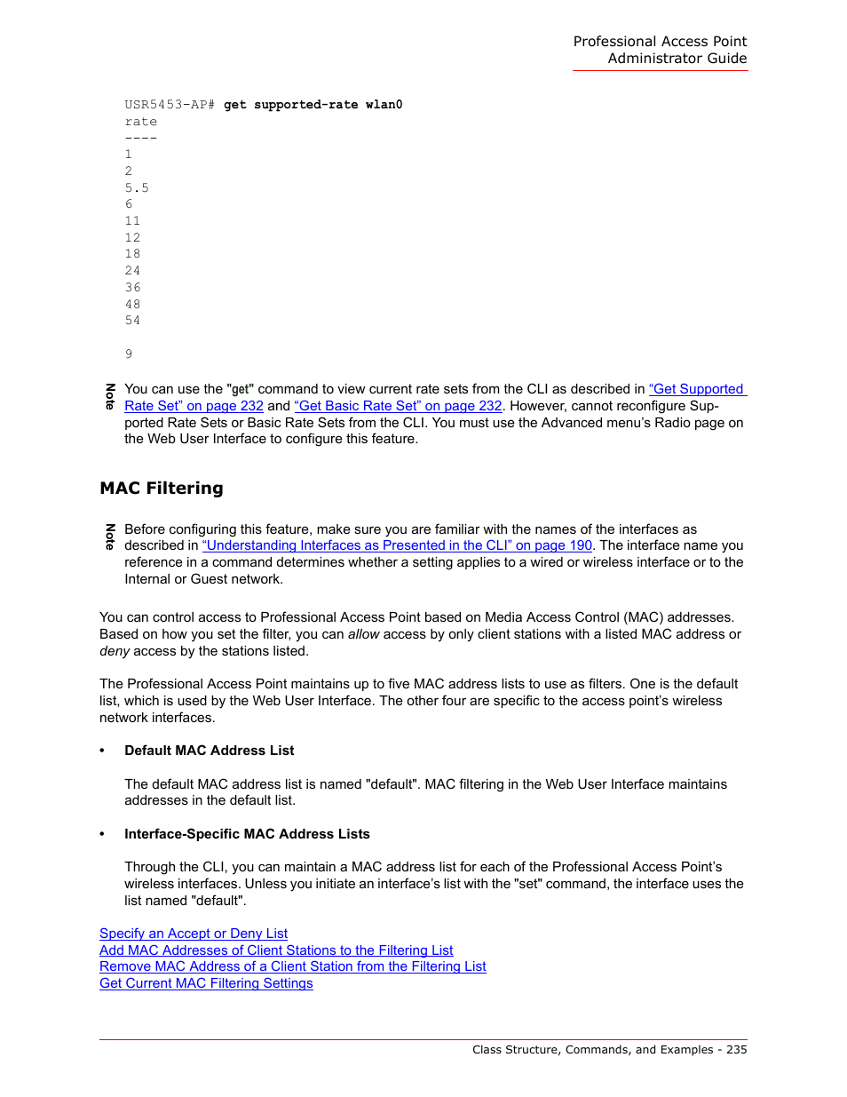 Mac filtering | USRobotics Instant802 APSDK User Manual | Page 235 / 328