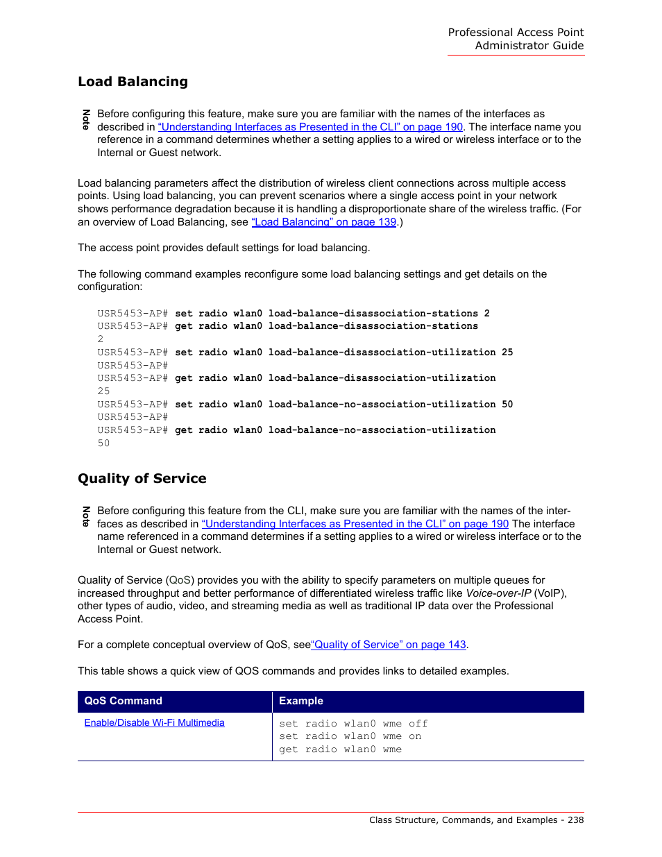 Load balancing, Quality of service | USRobotics Instant802 APSDK User Manual | Page 238 / 328