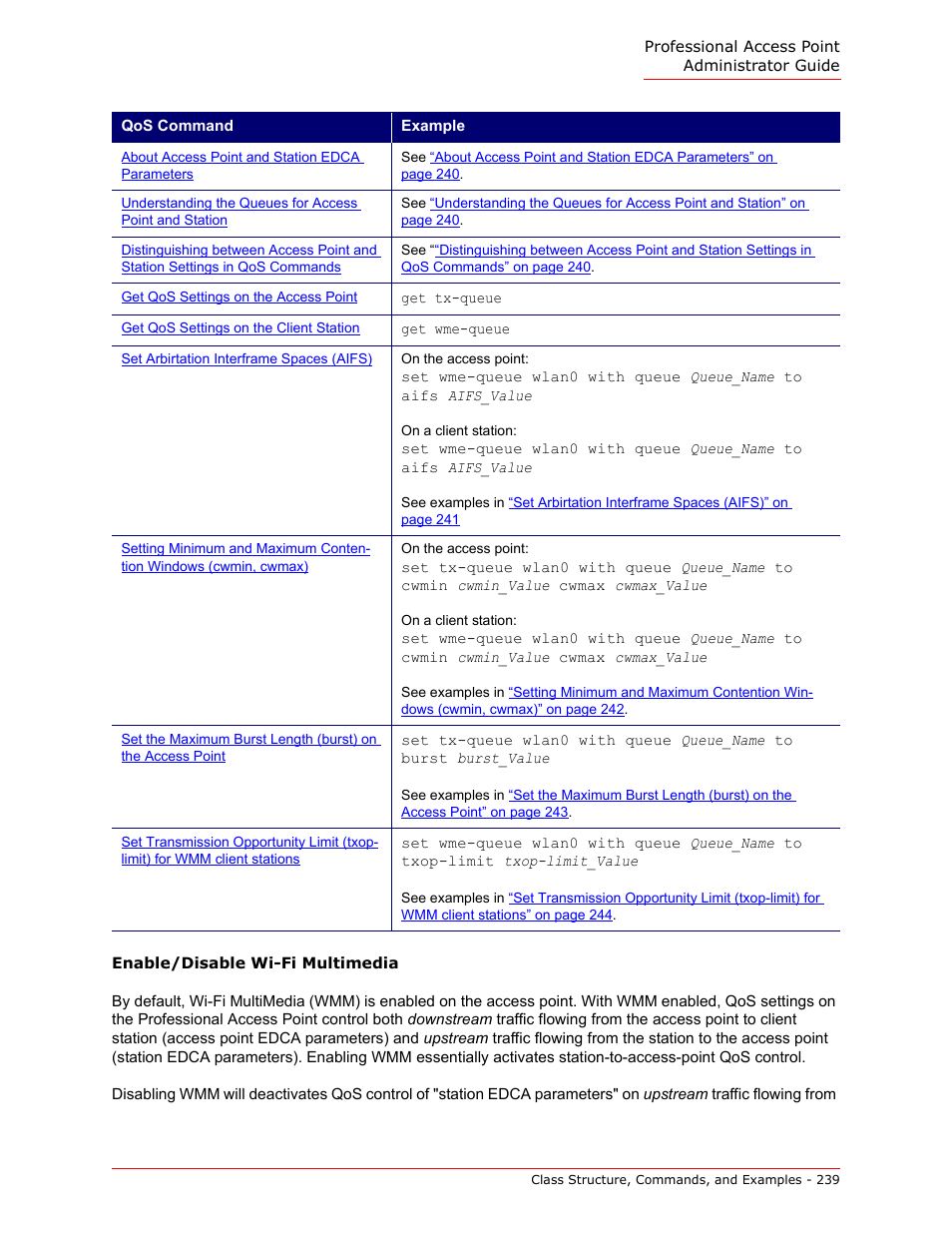 Enable/disable wi-fi multimedia | USRobotics Instant802 APSDK User Manual | Page 239 / 328