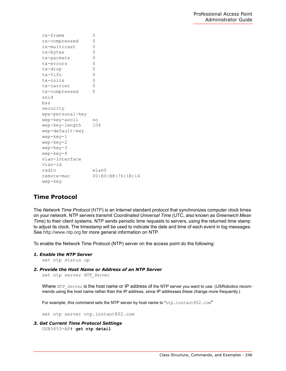 Time protocol | USRobotics Instant802 APSDK User Manual | Page 246 / 328