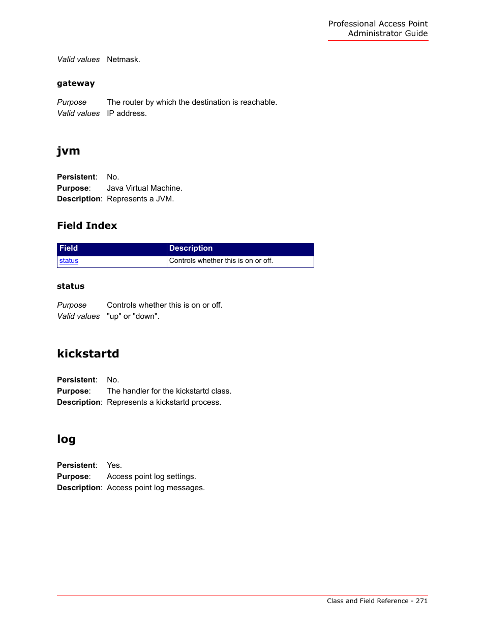 Kickstartd, Gateway | USRobotics Instant802 APSDK User Manual | Page 271 / 328