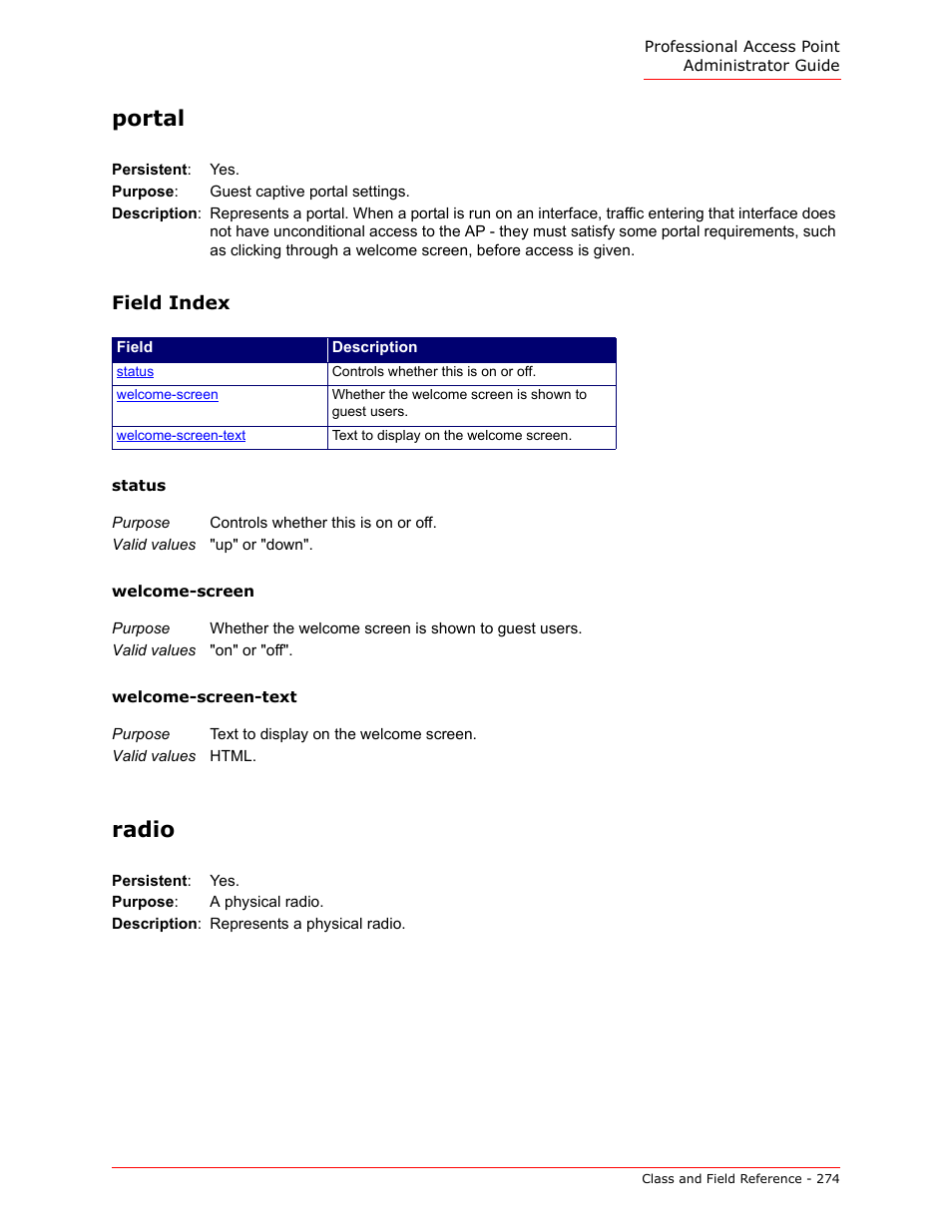 Portal, Radio | USRobotics Instant802 APSDK User Manual | Page 274 / 328