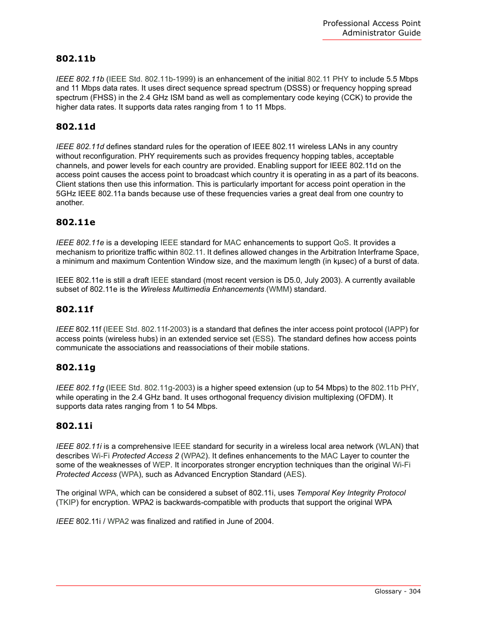 And ieee, 11b an, To run the access point. (ieee | 11b and, Modes are sup, 11b or, Alliance ieee, Ieee, Ieee 802.11g | USRobotics Instant802 APSDK User Manual | Page 304 / 328