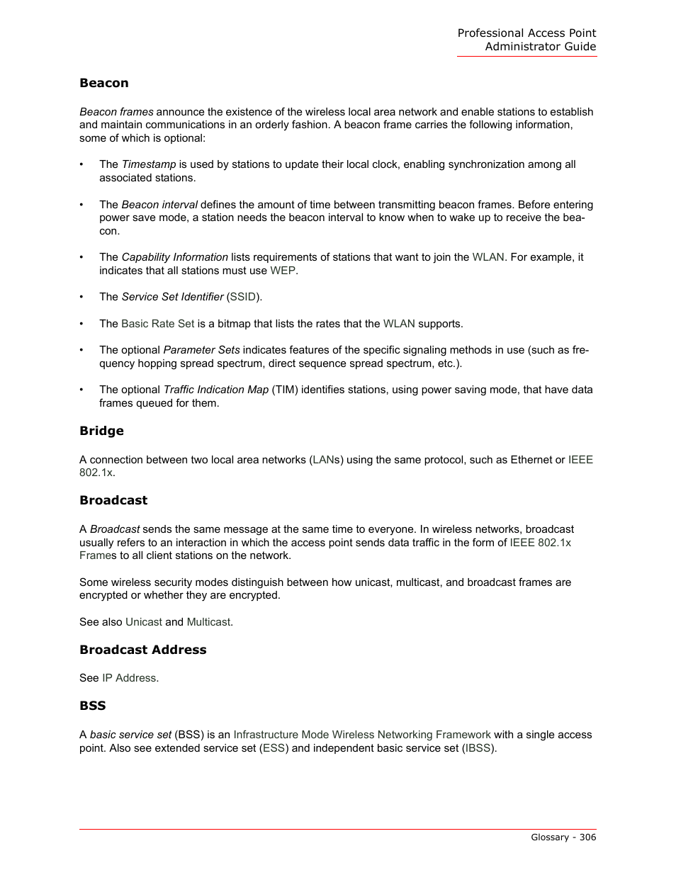 S the, Beacon, Interval be | Broadcast, In some, Frames. it indi, To both | USRobotics Instant802 APSDK User Manual | Page 306 / 328