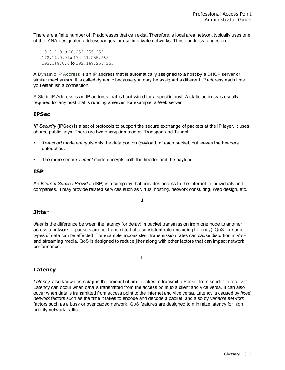 Jitter, Latency, L m n o p q r s t u v | USRobotics Instant802 APSDK User Manual | Page 312 / 328