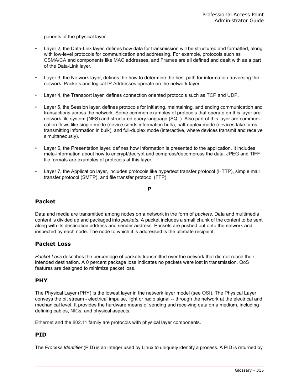 Packet, Packet loss | USRobotics Instant802 APSDK User Manual | Page 315 / 328